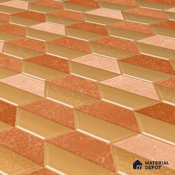 Geometric Wall & Floor Tile TL 07237 E Alpi 8003 GLM (Gold) 1 ft x 1 ft Ceramic Matte Finish - 9 mm  | 2 mm Spacer is Mandatory | Please Expect a Slight Variation of Pattern (Sample)